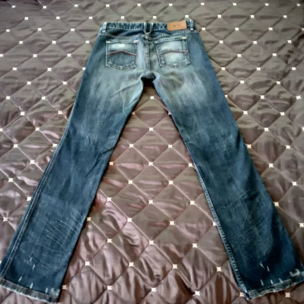 Armani Exchange π Womens Gorgeous Boot Cut Denim Distressed Wash Blue Jeans π - Picture 3 of 14